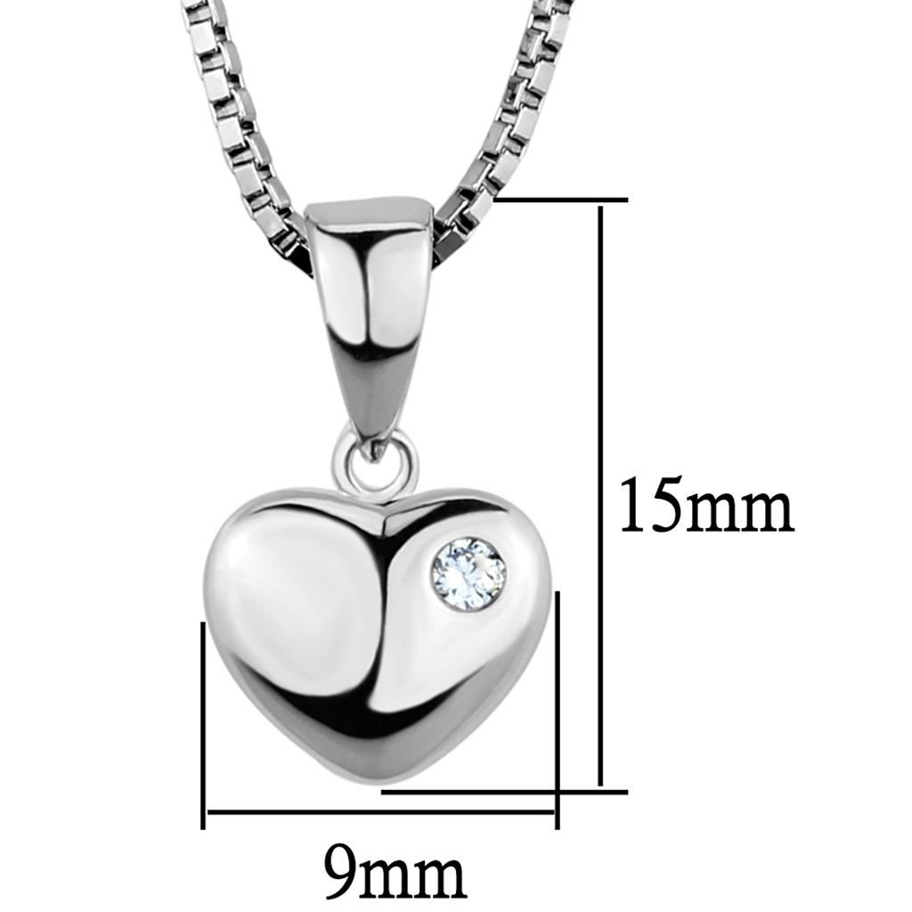 3W825 - Rhodium Brass Chain Pendant with AAA Grade CZ in Clear