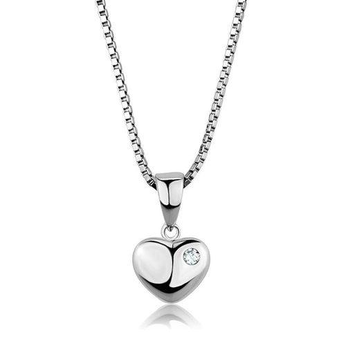 3W825 - Rhodium Brass Chain Pendant with AAA Grade CZ in Clear