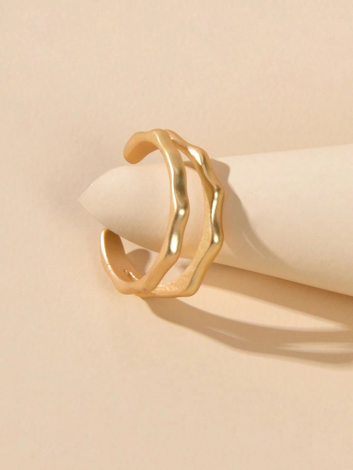 Minimalist Jewellery Gold Metal Geometric Finger Ring Fashion Women