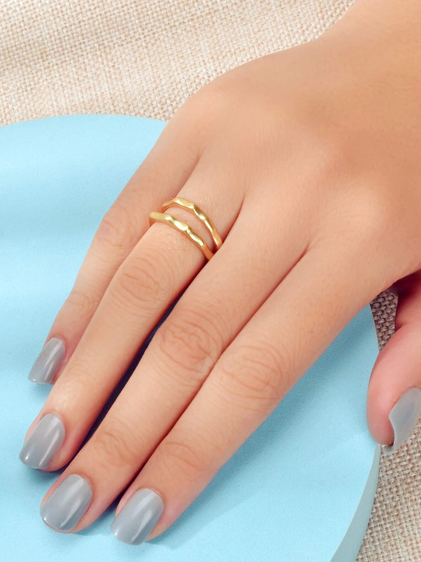 Minimalist Jewellery Gold Metal Geometric Finger Ring Fashion Women