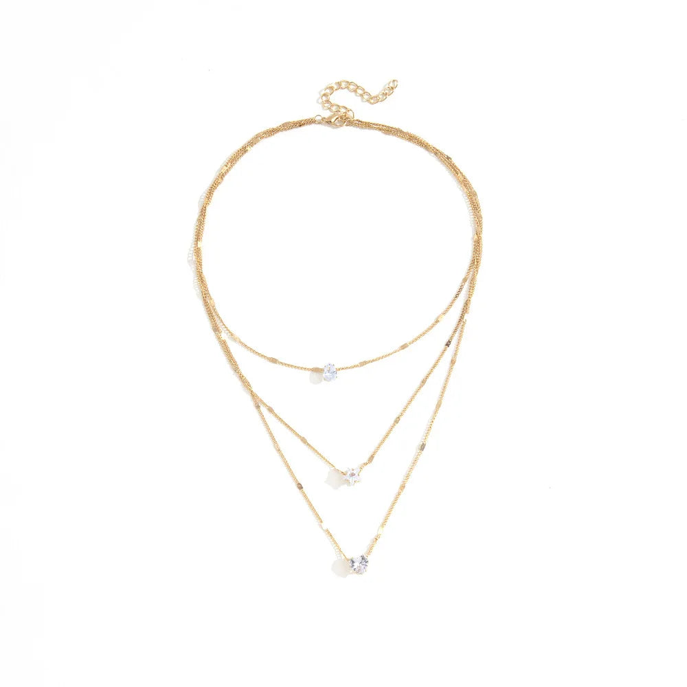 Exquisite Sparkling Water Drop Star Rhinestone Pendant Necklace